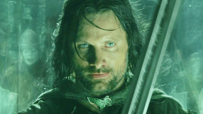 Aragorn (Viggo Mortensen) makes a deal with the King of the Dead (Paul Norell) in The Lord of the Rings: The Return of the King (2003), Warner Bros. Pictures