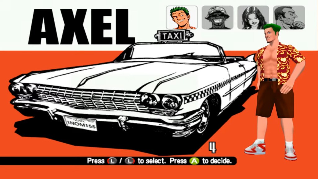 Axel is on the job in Crazy Taxi (1999), Sega