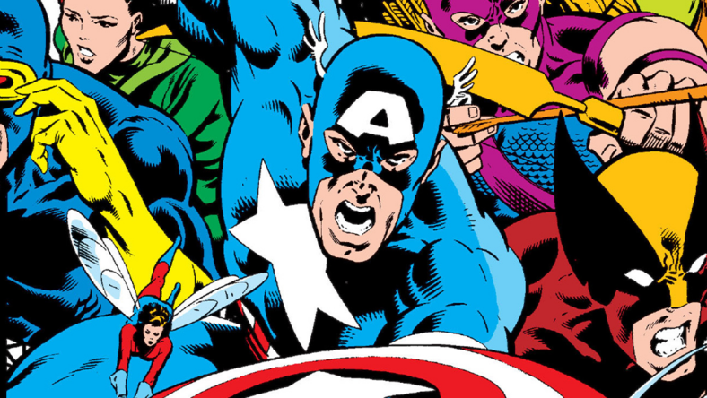 Captain America leads the charge on Michael Zeck and John Beatty's cover to Marvel Super Heroes Secret Wars Vol 1 #1 "The War Begins" (1984), Marvel Comics