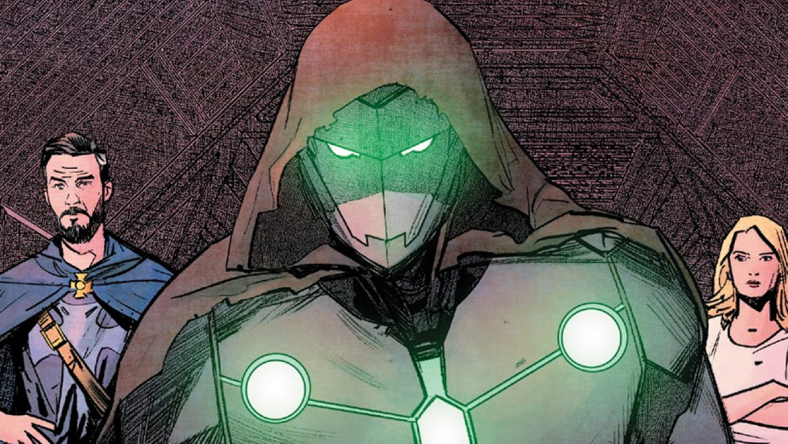 Victor von Doom assembles Earth's Mightiest Heroes in Infamous Iron Man Vol. 1 #12 (2017), Marvel Comics. Words by Brian Michael Bendis, art by Alex Maleev, Matt Hollingsworth, and Clayton Cowles.