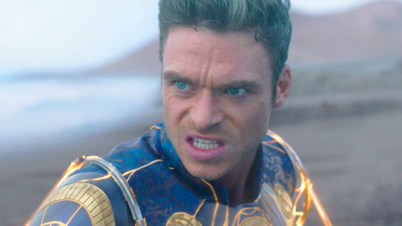 Ikaris (Richard Madden) is subdued by Phastos' (Brian Tyree Henry) trap in Eternals (2021), Marvel Entertainment