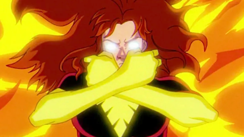 Jean Grey (Jennifer Hale) is overtaken by the Phoenix in the intro to X-Men '97 Season 1 (2024), Marvel Entertainment