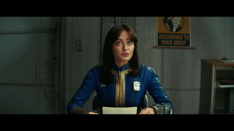 Lucy (Ella Purcel) applies to leave her Vault in Fallout Season 1 Episode 7 "The End", Amazon Prime Studios