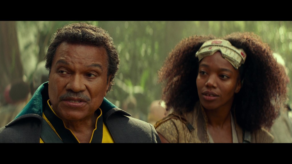 Lando Calrissian (Billy Dee Williams) invites Jannah (Naomi Ackle) on a new adventure in Star Wars Episode IX: The Rise of Skywalker (2019), Lucasfilm