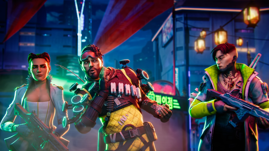 Mirage cracks wise with Loba and Crypto in Apex Legends (2019), Electronic Arts