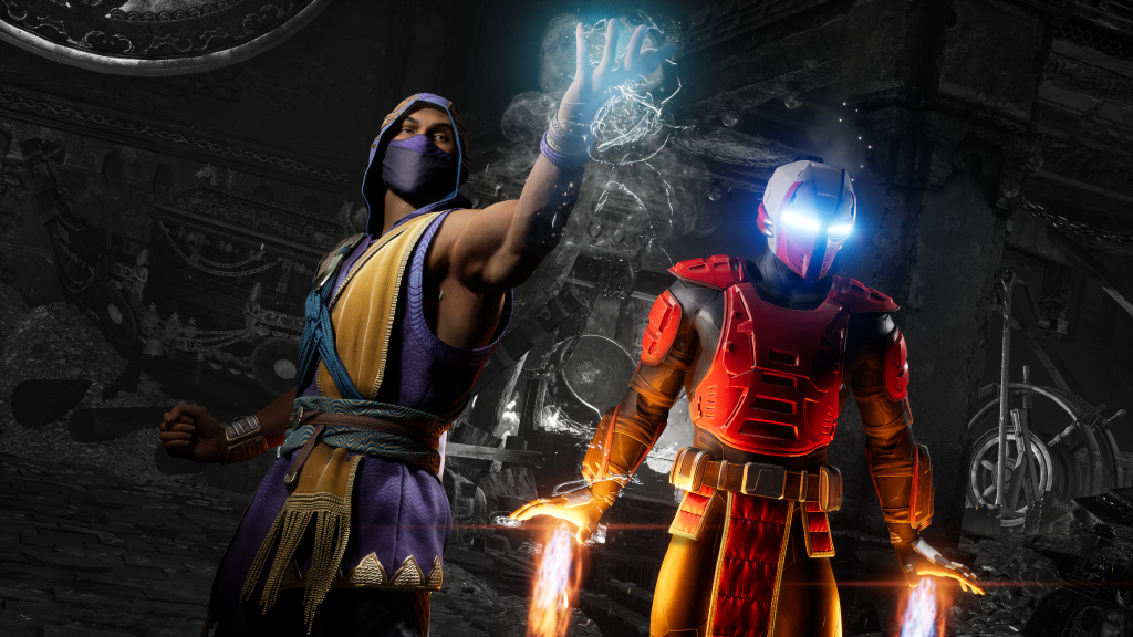 Rain (Noshir Dalal) and Sektor (Dave B. Mitchell) prepare for battle in Mortal Kombat 1 (2023), Warner Bros. Games