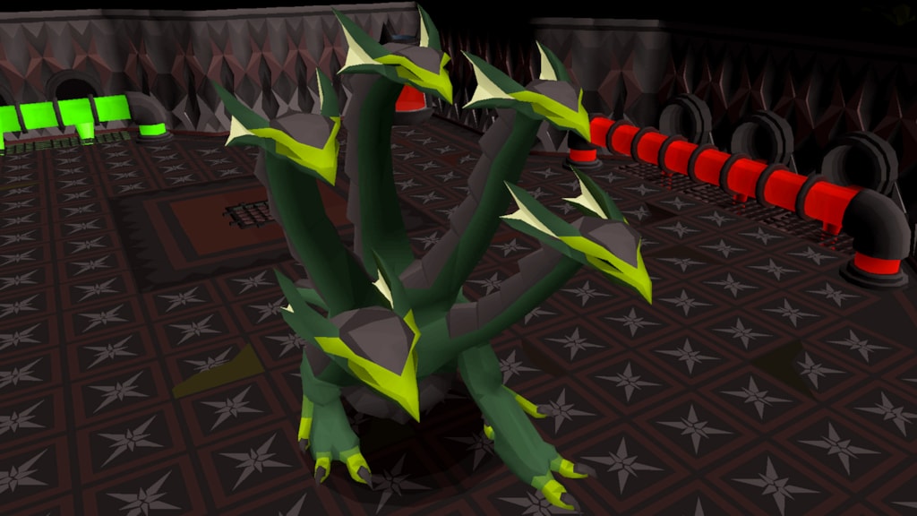 The Alchemical Hydra stalks the depths of a dungeon in Old School Runescape (2013), Jagex