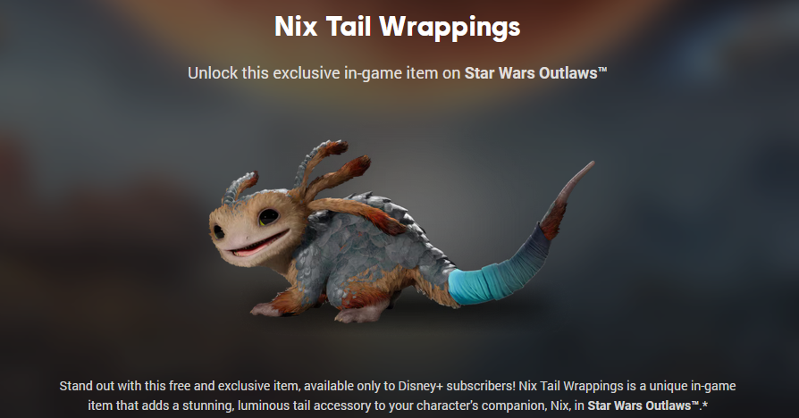 Nix, Nix Tail Warpings promo for Disney + Subscribers, Star Wars: Outlaws, 2024, Ubisoft