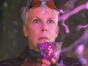 Dr. Tannis (Jamie Lee Curtis) makes a discovery in Borderlands (2024), Lionsgate