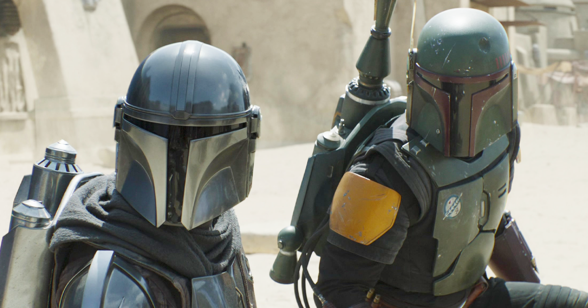 Boba Fett (Temeura Morrison) and Din Djarin (Pedro Pascal) find themselves on the backfoot in The Book of Boba Fett Chapter 7 (2022), Disney Plus