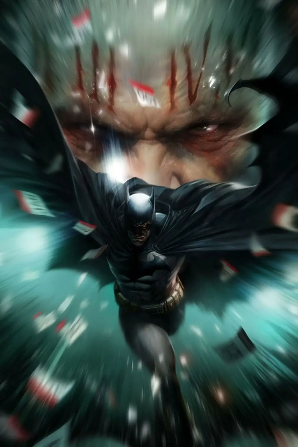 Francesco Mattin's pulled cover to Batman: The Brave and the Bold Vol. 2 #17 (2024), DC, widely believed to have been generated by AI.