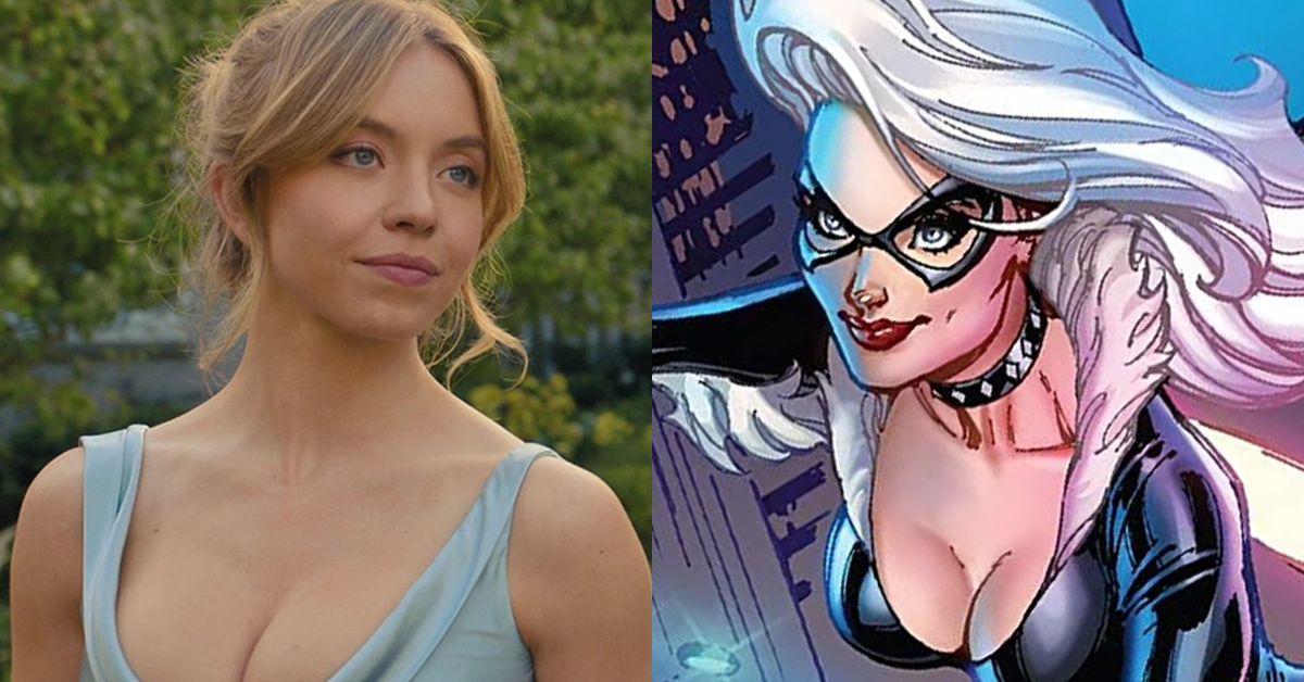 Bea (Sydney Sweeney) reluctantly attends her sister Halle's (Hadley Robinson) wedding in Anyone but You (2023), Sony Pictures / Black Cat catches a ride atop a moving taxi on J. Scott Campbell's cover to Mary-Jane & Black Cat Vol. 1 #3 (2023), Marvel Comics