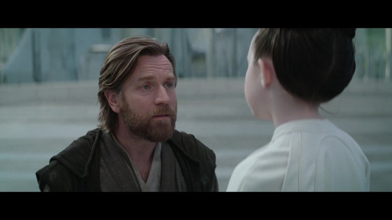 Obi-Wan (Ewan McGregor) asks Princess Leia (Vivien Lyra Blair) to pretend she never met him in Obi-Wan Kenobi Season 1 Episode 6 (2022), Disney Plus