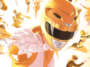 The Yellow Rangers, past, present, and future, arrive for battle on Carlos Fabián Villa's variant cover to Mighty Morphin' Power Rangers Vol. 1 #28 (2018), BOOM! Studios