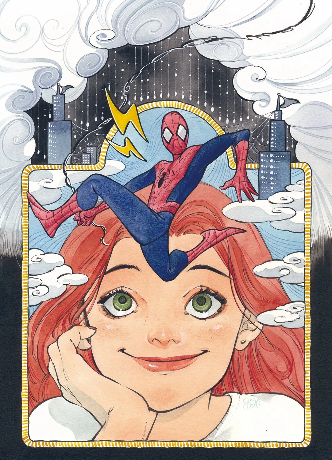 Mary-Jane can't get her mind off of Spider-Man on Peach Momoko's Fan Expo Boston variant cover to Amazing Spider-Man Vol. 6 #32 (2023), Marvel Comics
