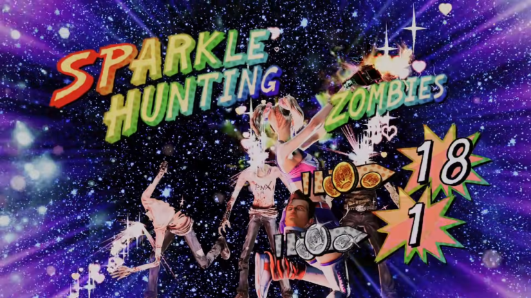 Juliet (Tara Strong) reduces zombies to pretty mess by Sparkle Hunting in Lollipop Chainsaw RePop (2024), Dragami Games