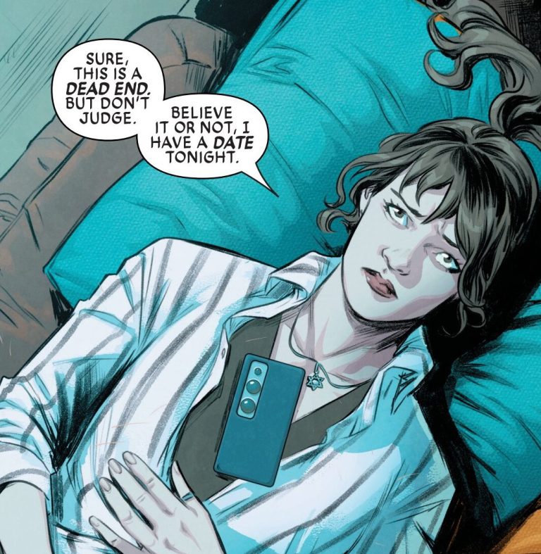 Kitty Pryde tries to restart her love life in Exceptional X-Men Vol. 1 #1 (2024), Marvel Comics. Words by Eve Ewing, art by Carmen Caernero, Nolan Woodard, and Joe Sabino.