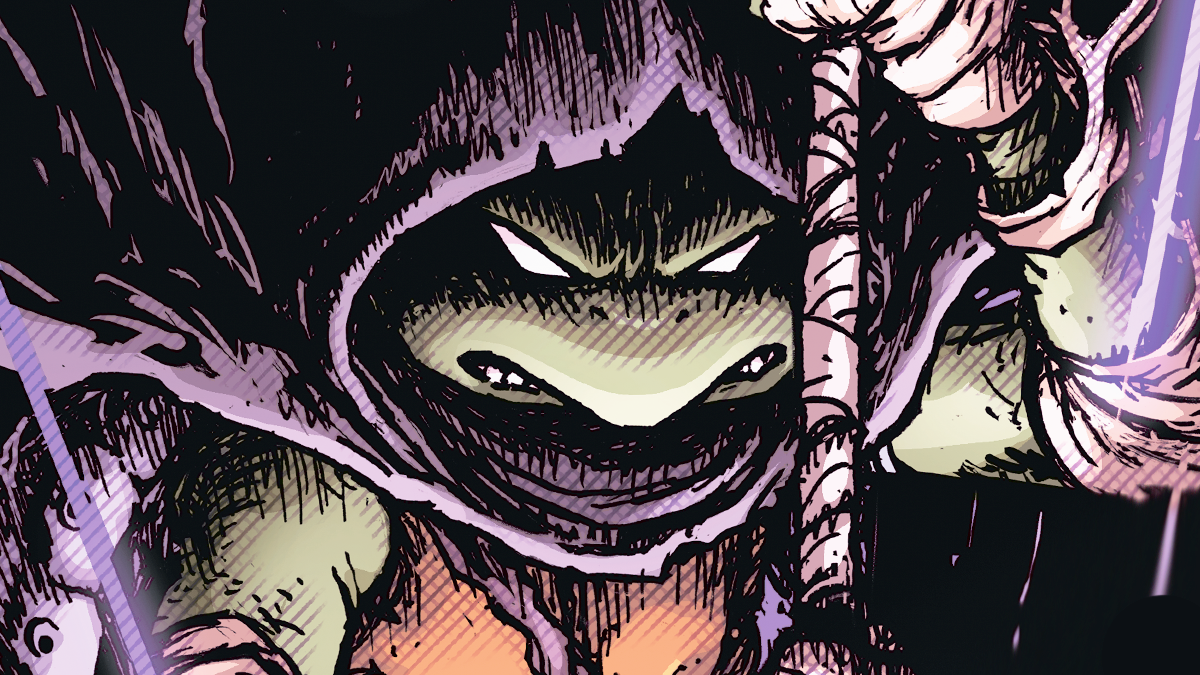 Donatello wanders the world as a ronin on Chris Burnham's cover to Teenage Mutant Ninja Turtles Alpha Vol. 1 #1 (2024), IDW