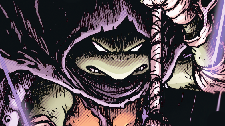 Donatello wanders the world as a ronin on Chris Burnham's cover to Teenage Mutant Ninja Turtles Alpha Vol. 1 #1 (2024), IDW