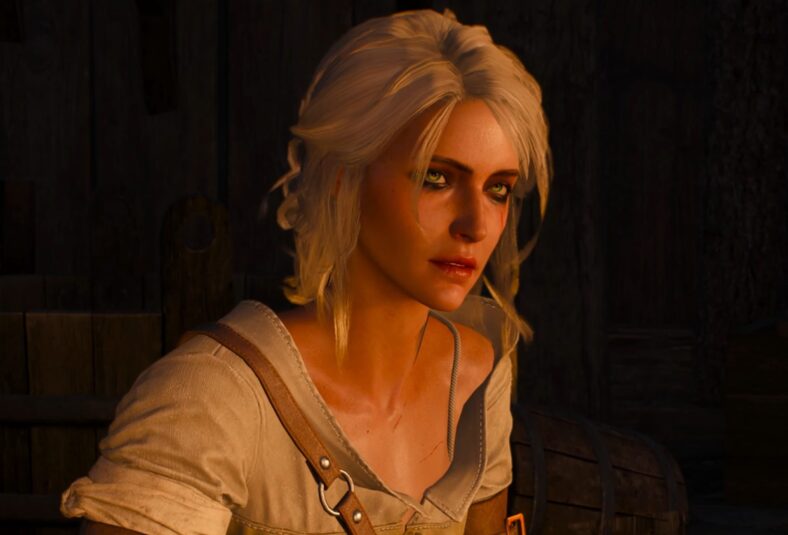 Geralt (Douge Cockle) reunites with Ciri (Jo Wyatt) in The Witcher 3: Wild Hunt (2015), CD Projekt