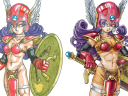 The female Warrior, as illustrated by Akira Toriyama for Dragon Quest III (1988), Enix / The female Warrior as she appears in Dragon Quest III HD-2D Remake (2024), Square Enix