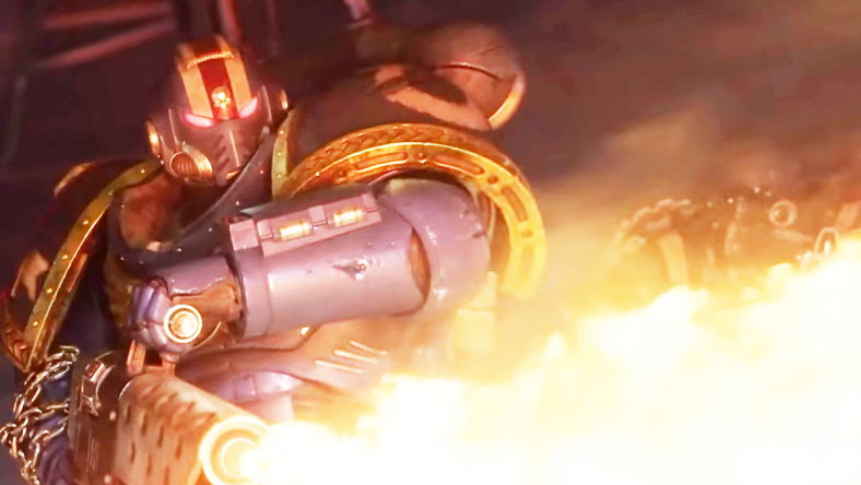 A Space Marine unleashes his Flamer in Warhammer 40,000: Space Marine 2 (2024), Saber Interactive