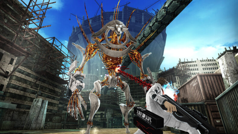 A Sinner attacks a massive Abductor in Freedom Wars (2014), Dimps