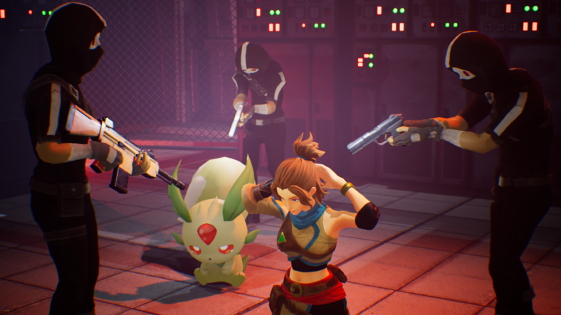 The Rayne Syndicate capture the player and their Lifmunk in Palworld (2024), Pocketpair