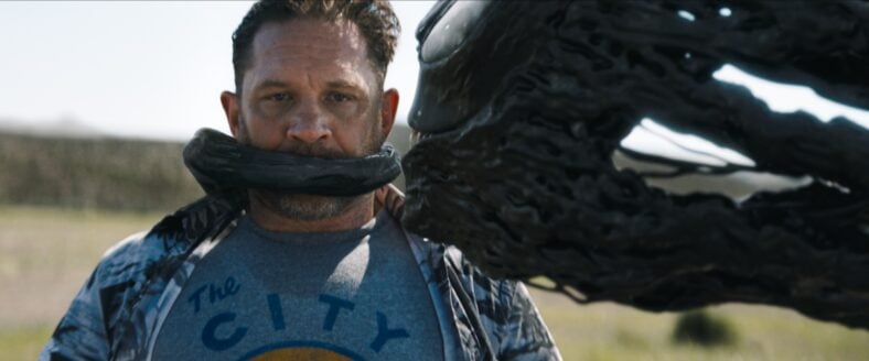 Tom Hardy as Eddie Brock and Venom in the Kelly Marcel directed Venom: The Last Dance. Image property of Sony Pictures Releasing.