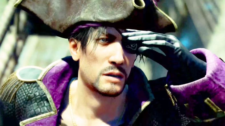 Goro Majima (Hidenari Ugaki) sees an enemy ship on the horizon in Like A Dragon: Pirate Yakuza in Hawaii (2025), SEGA