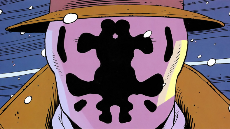 Rorschach prepares to reveal the truth of Ozymandias' plan in Watchmen Vol. 1 #12 "A Strong and Loving World" (1987), DC Comics. Words by Alan Moore, art by Dave Gibbons and John Higgins.