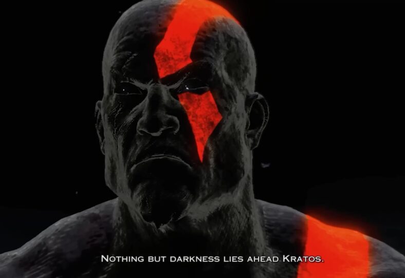 Kratos (TC Carson) receives a vision of his future in God of War III (2010), Sony Santa Monica Studios