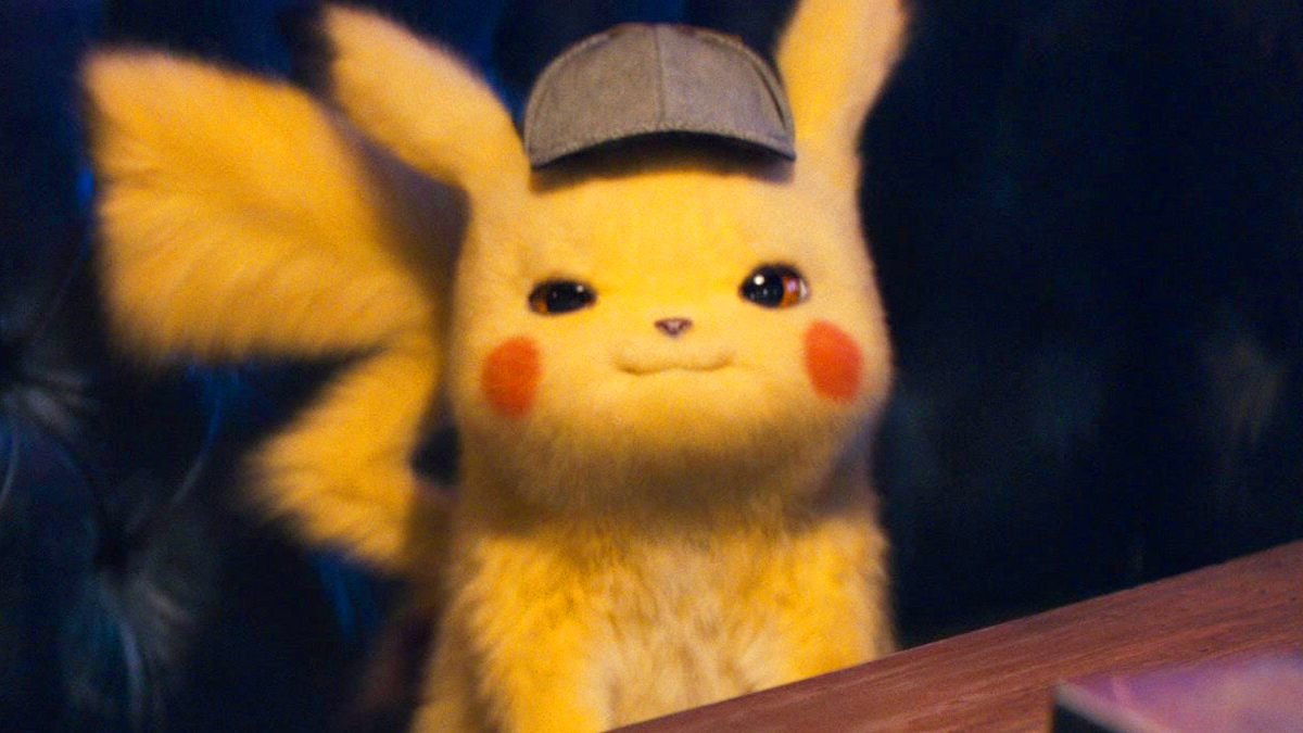 Pikachu (Ryan Reynolds) grabs a drink with Tim (Justice Smith) in Pokémon: Detective Pikachu (2019), Legendary Pictures