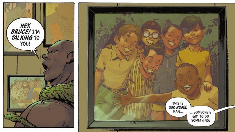 A photo of Bruce Wayne with his childhood friends in Absolute Batman Vol. 1 #1 "The Zoo, Part One of Five" (2024), DC. Words by Scott Snyder, art by Nick Dragotta, Frank Martin, and Clayton Cowles.