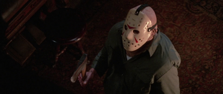 Jason (Richard Brooker) stalks Chris (Dana Kimmell) in Friday the 13th: Part III (1982), Paramount Pictures