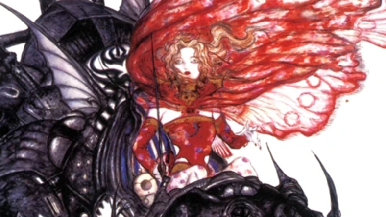 Terra rides a Magitek Armour unit in Final Fantasy VI Advance (2007), Square Enix. Art by Yoshitaka Amano.