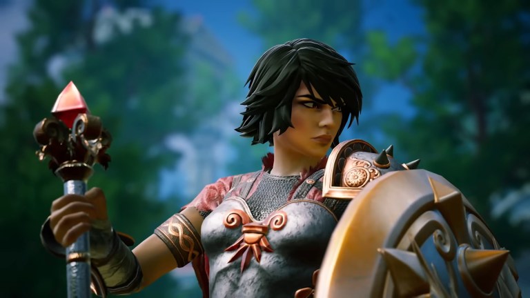 Bellona (TBA) prepares to fight her next opponent in SMITE 2 (2025), Hi-Rez Studios