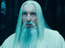 Saruman (Christopher Lee) reveals his betrayal to Gandalf (Ian McKellen) in The Lord of the Rings: The Fellowship of the Ring Extended Edition (2002), New Line Cinema