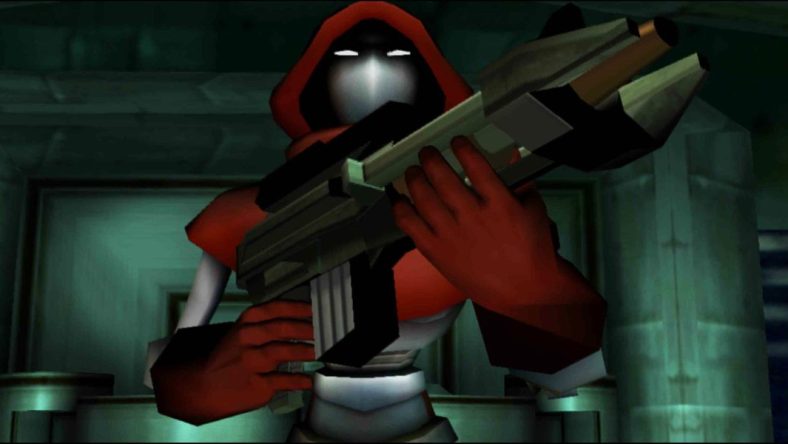 Gretel Mk II Preparing for her assault on the evil robot factory in TimeSplitters 2 (2002), Eidos Interactive.