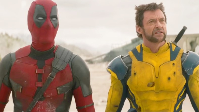 Deadpool (Ryan Reynolds) and Wolverine (Hugh Jackman) come across the corpse of Giant-Man (Paul Rudd) in Deadpool & Wolverine (2024), Marvel Entertainment