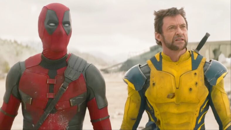 Deadpool (Ryan Reynolds) and Wolverine (Hugh Jackman) come across the corpse of Giant-Man (Paul Rudd) in Deadpool & Wolverine (2024), Marvel Entertainment