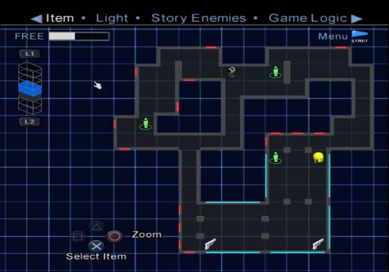 Mapmaker level editor in TimeSplitters 2 (2002), Eidos Interactive.  