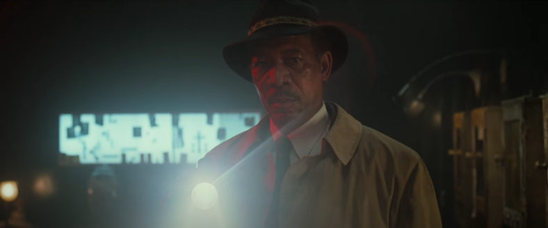 Morgan Freeman sheds light on the case in Se7en (1995), New Line Cinema