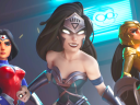 Three different versions of Wonder Woman (Abby Trott) rise to the challenge in MultiVersus (2022), Warner Bros. Games.