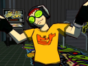 Beat is shocked to discover that Pots has been dog-napped in Jet Set Radio (2000), SEGA