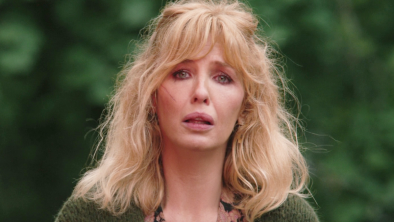 Beth Dutton (Kelly Reilly) discovers an army of emergency vehicles outside of her father's (Kevin Costner) mansion in Yellowstone Season 5 Episode 9 "Desire Is All You Need" (2024), Paramount Network