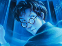 Harry Potter is caught between the rotating doors of the Department of Mysteries on Mary GrandPré's cover to Harry Potter and the Order of the Phoenix (2003), Scholastic