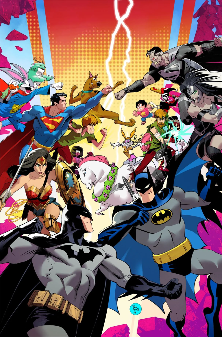 The Warner Bros. multiverse collides on Dan Mora's cover to MultiVersus: Collision Detected Vol. 1 #6 (2025), DC