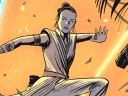 Rey dodges laser fire on Francesco Francavilla's cover to Star Wars Adventures Vol. 2 #1 (2020), IDW Publishing