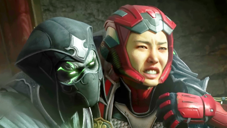 Sektor (Erika Ishii) offers assistance to Noob Saibot (Kaiji Tang) in Mortal Kombat 1 (2023), Warner Bros. Games